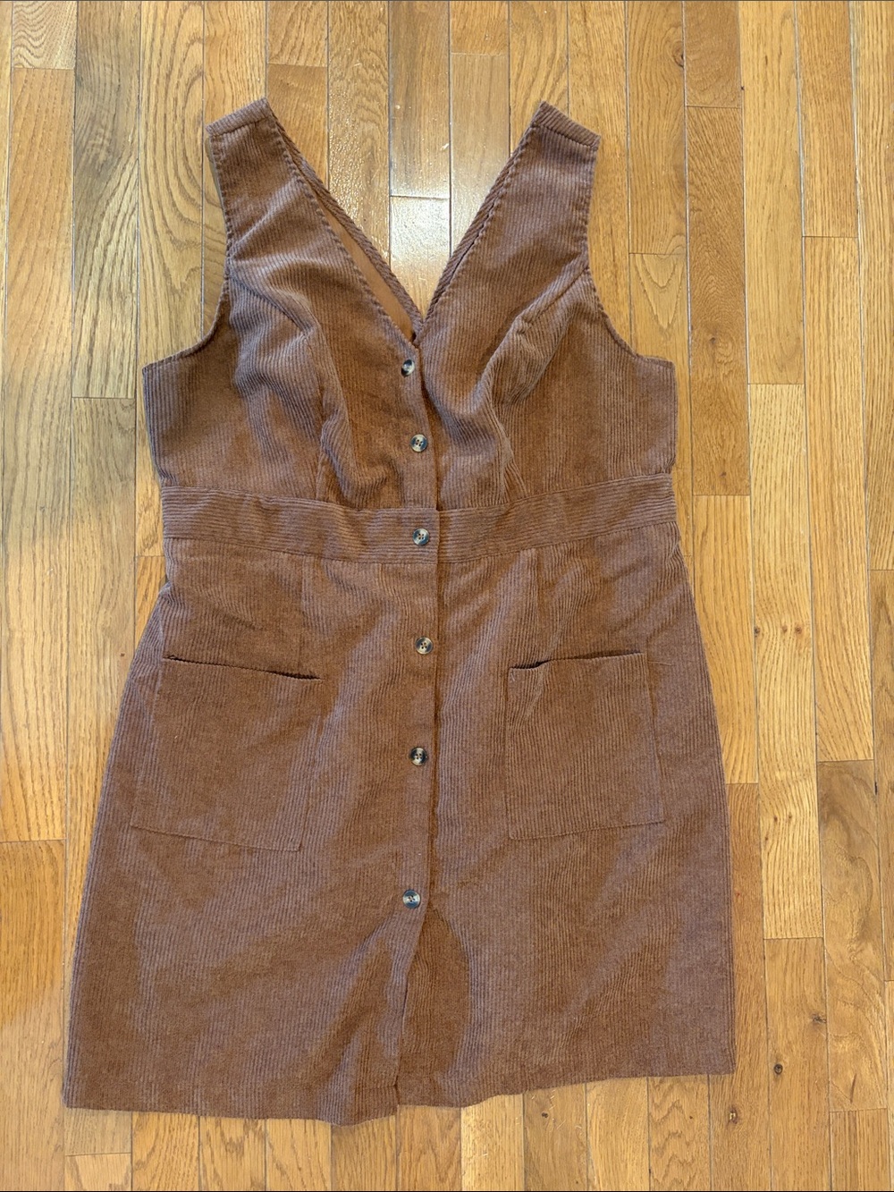 Brown Corduroy Button-Front Women's Jumoer Dress elastic waist size 2x